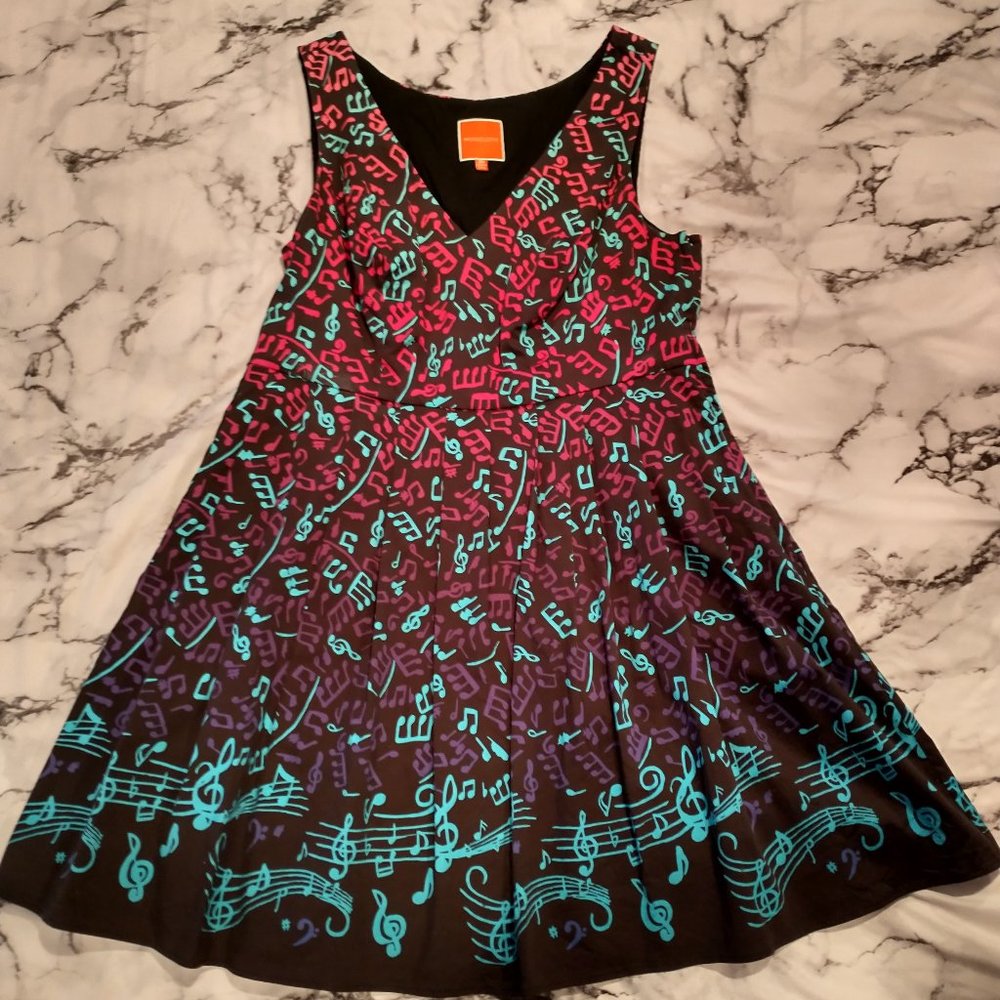 Modcloth Bijou Joys Music Notes Rockabilly Dress 2X, POCKETS!